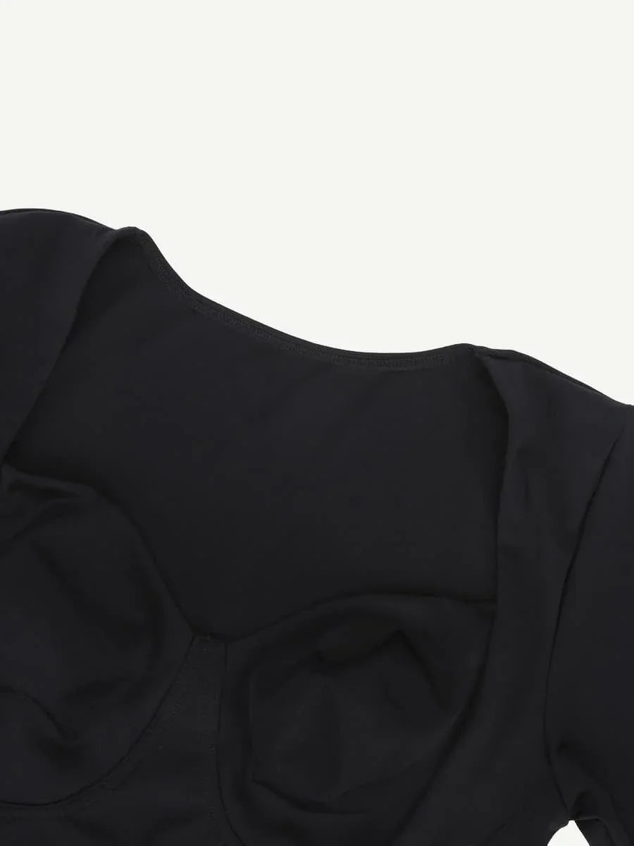Vintage Collar T-shirt Shaping Thong Bodysuit -