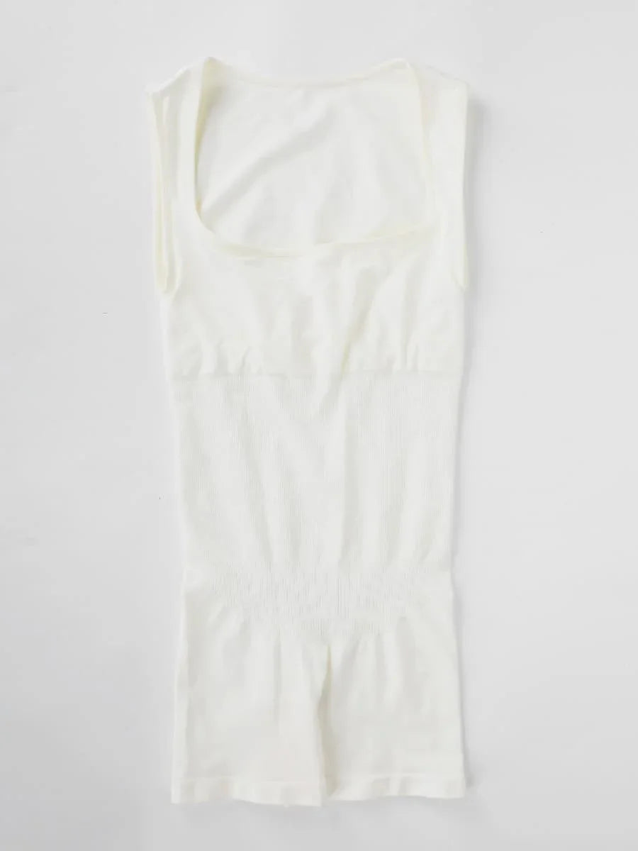 Eco-friendly Seamless Square Neck Waist and Belly Shaping Jumpsuit -