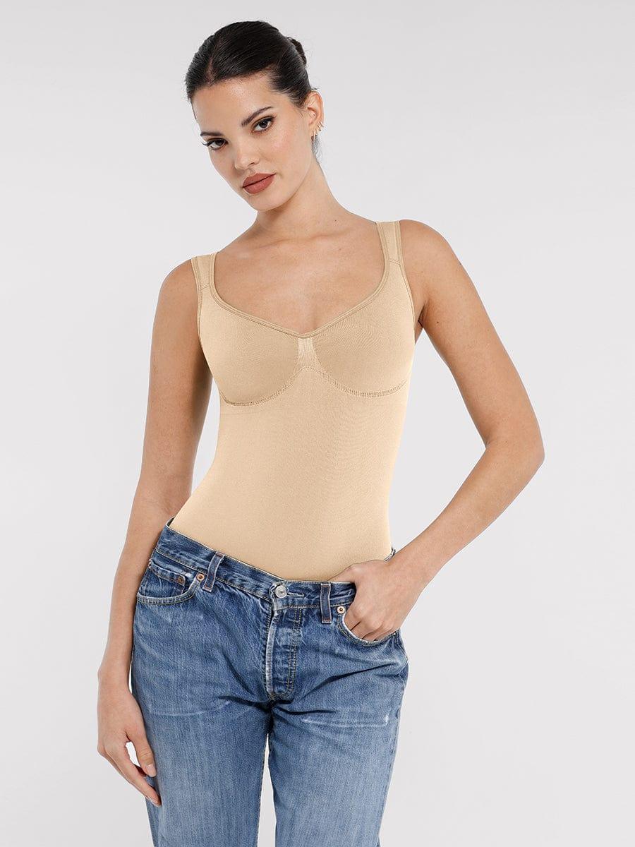 Seamless Diamond Neck Bust Support Waist Control Panty Bodysuit -
