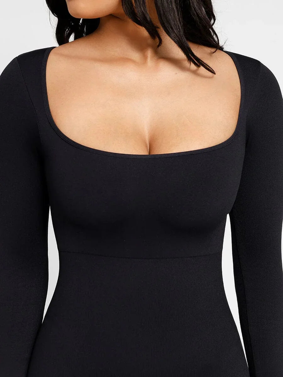 Seamless Inverted T-Shoulder Flared One-Piece Jumpsuit -