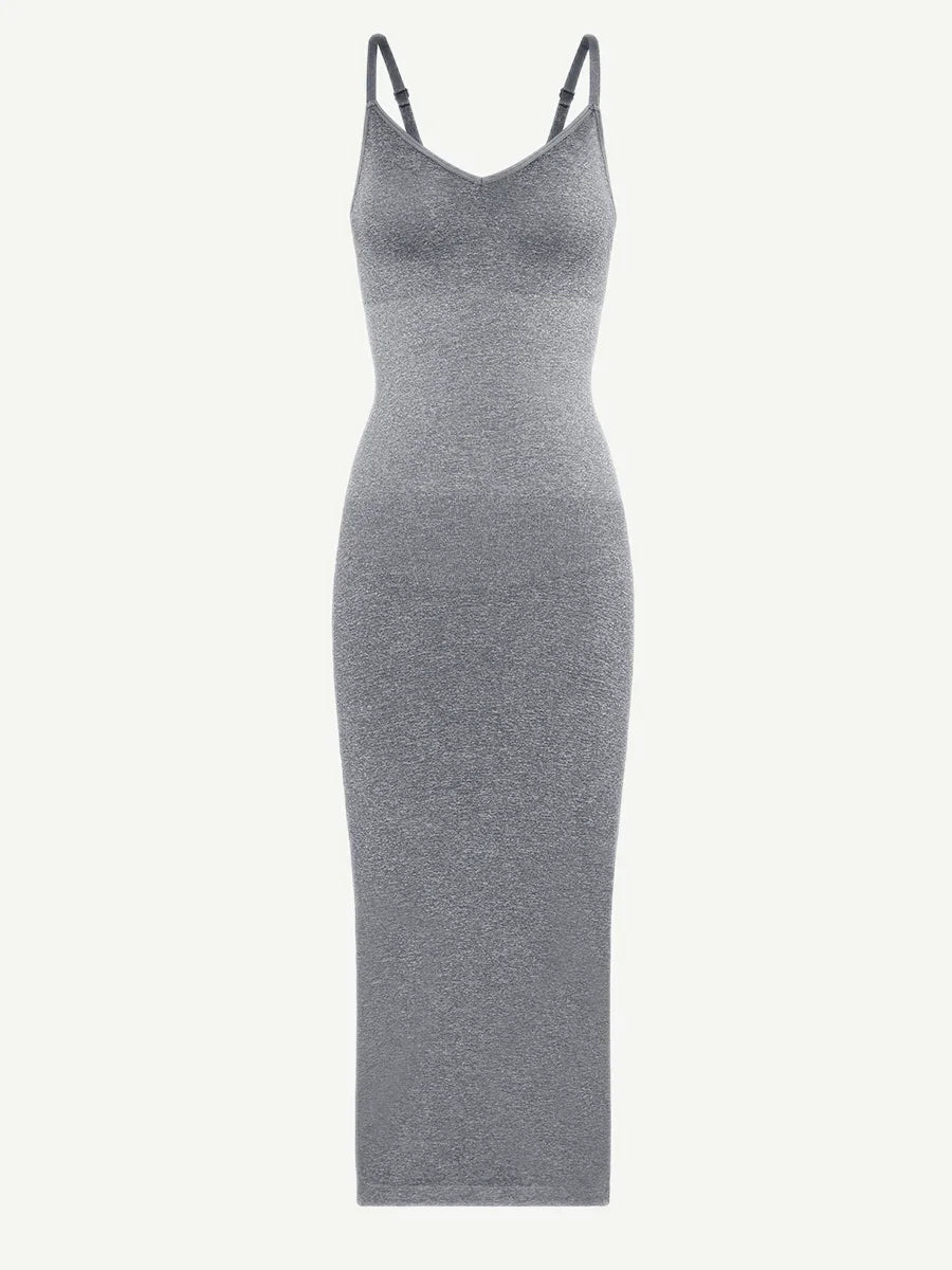 Spaghetti Strap V-neck Snatched Seamless Shaper Dress -