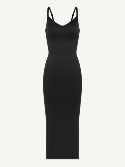 Spaghetti Strap V-neck Snatched Seamless Shaper Dress -