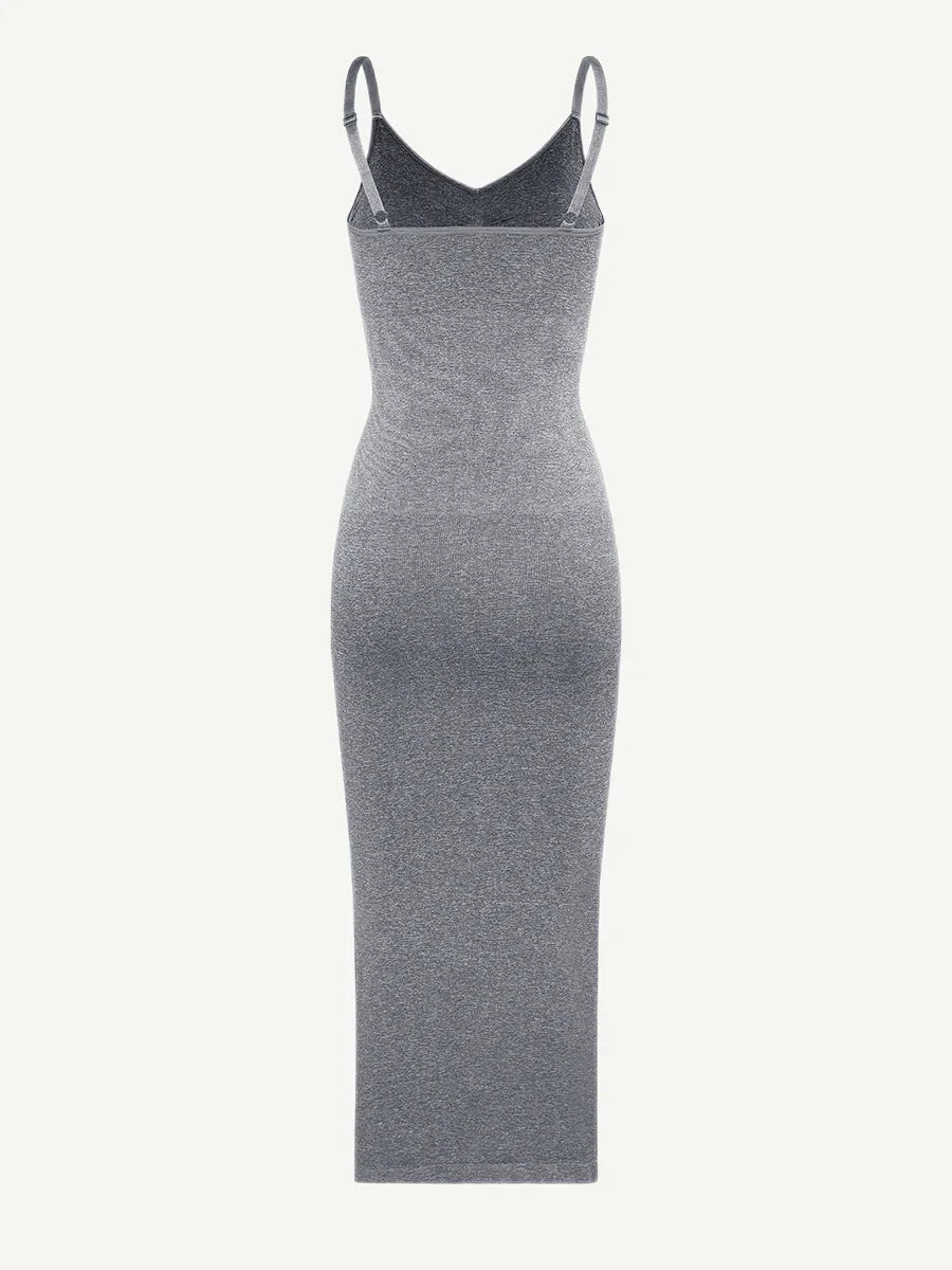 Spaghetti Strap V-neck Snatched Seamless Shaper Dress -