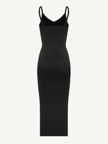 Spaghetti Strap V-neck Snatched Seamless Shaper Dress -