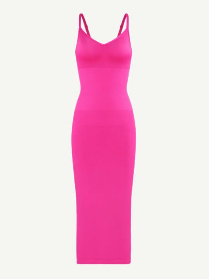 Spaghetti Strap V-neck Snatched Seamless Shaper Dress -