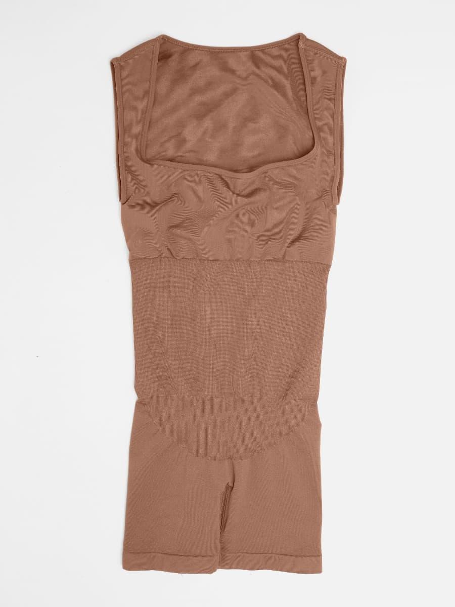 Eco-friendly Seamless Square Neck Waist and Belly Shaping Jumpsuit -