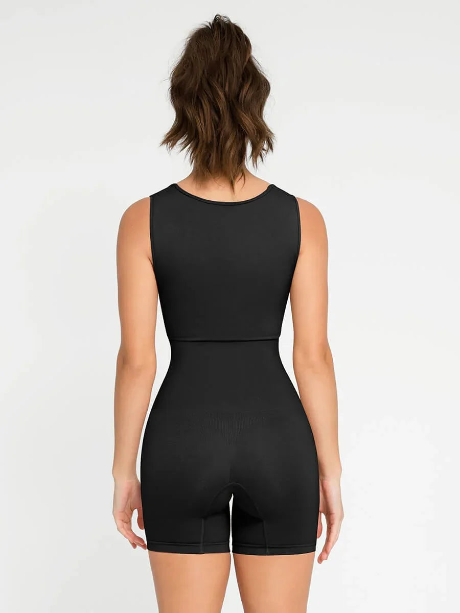 Eco-friendly Seamless Square Neck Waist and Belly Shaping Jumpsuit -