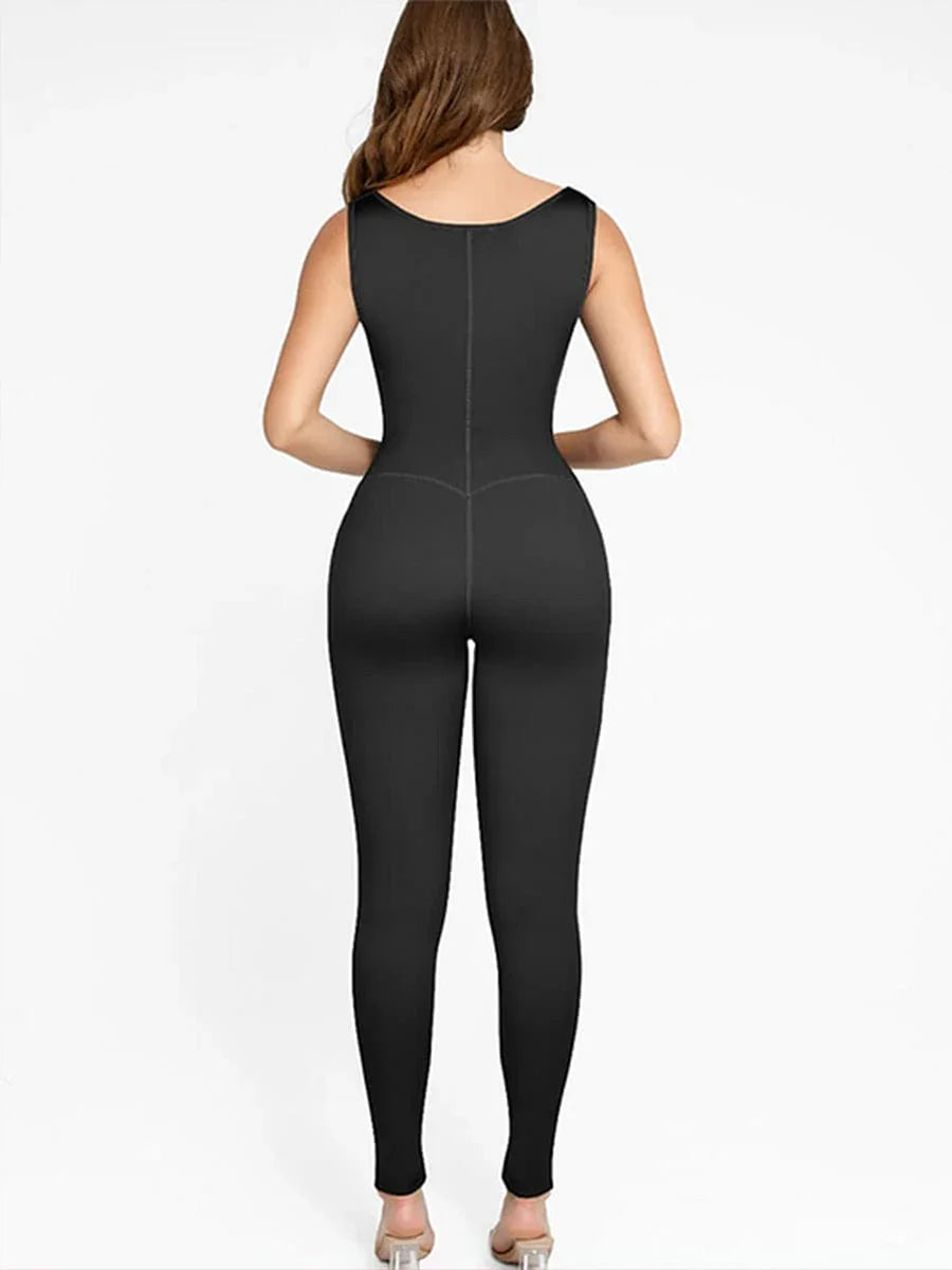 Fashion Zipper Front Slit Sports Sauna Jumpsuit -