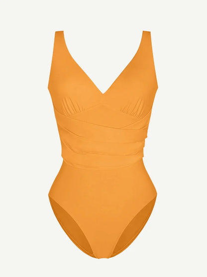 One-piece Swimsuit Built-in Elastic Mesh in the Abdomen With Removable Cups -
