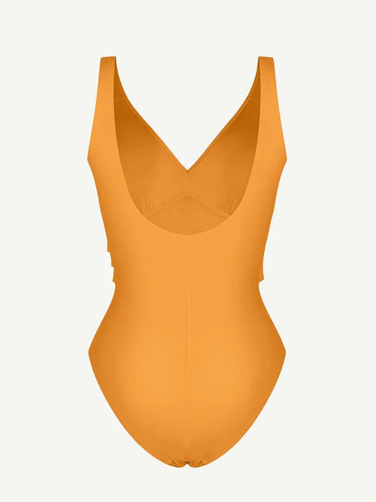 One-piece Swimsuit Built-in Elastic Mesh in the Abdomen With Removable Cups -