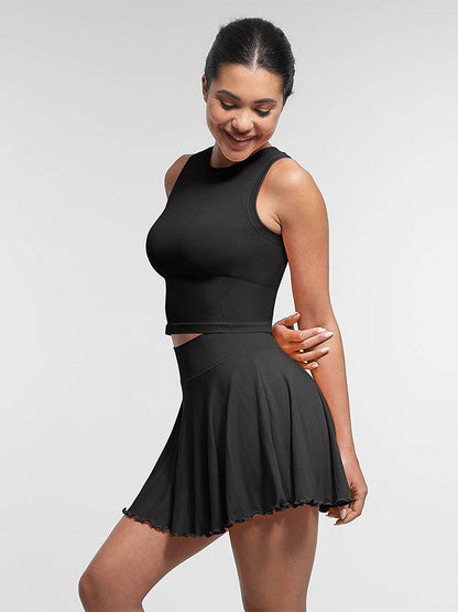 Supportive Seamless Sports Top with Built-in Bra & Removable Cups