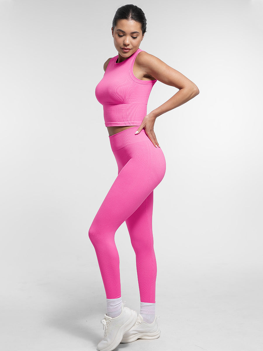 Supportive Seamless Sports Top with Built-in Bra & Removable Cups