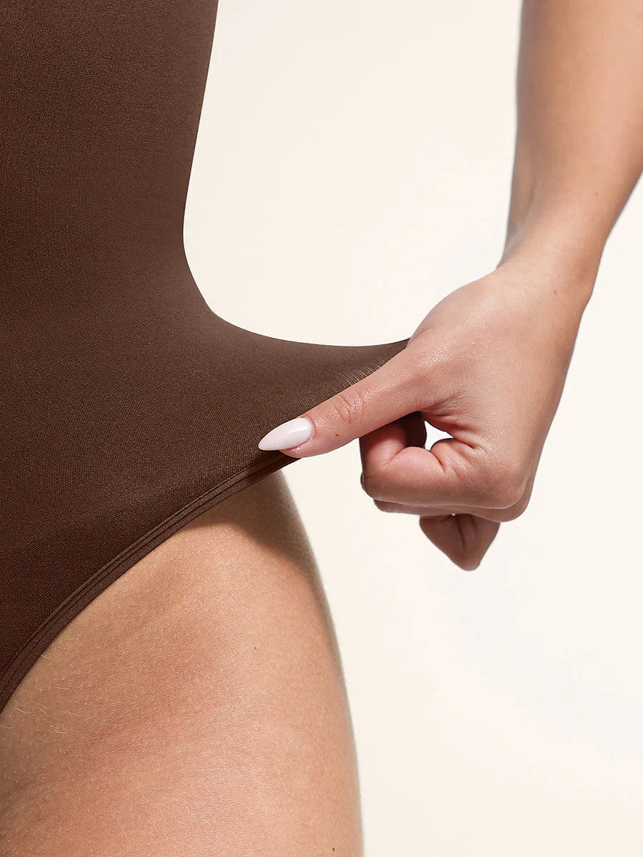 Seamless Plunge Chest Support Bodysuit with Clips Inside -