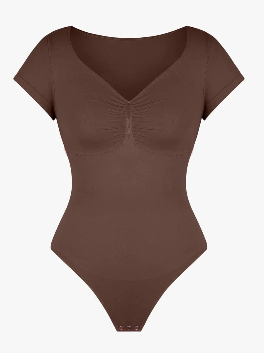 Seamless Bust Support Waist & Abdomen Shaping Thong Bodysuit -