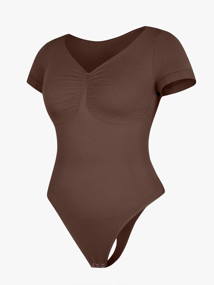 Seamless Bust Support Waist & Abdomen Shaping Thong Bodysuit -