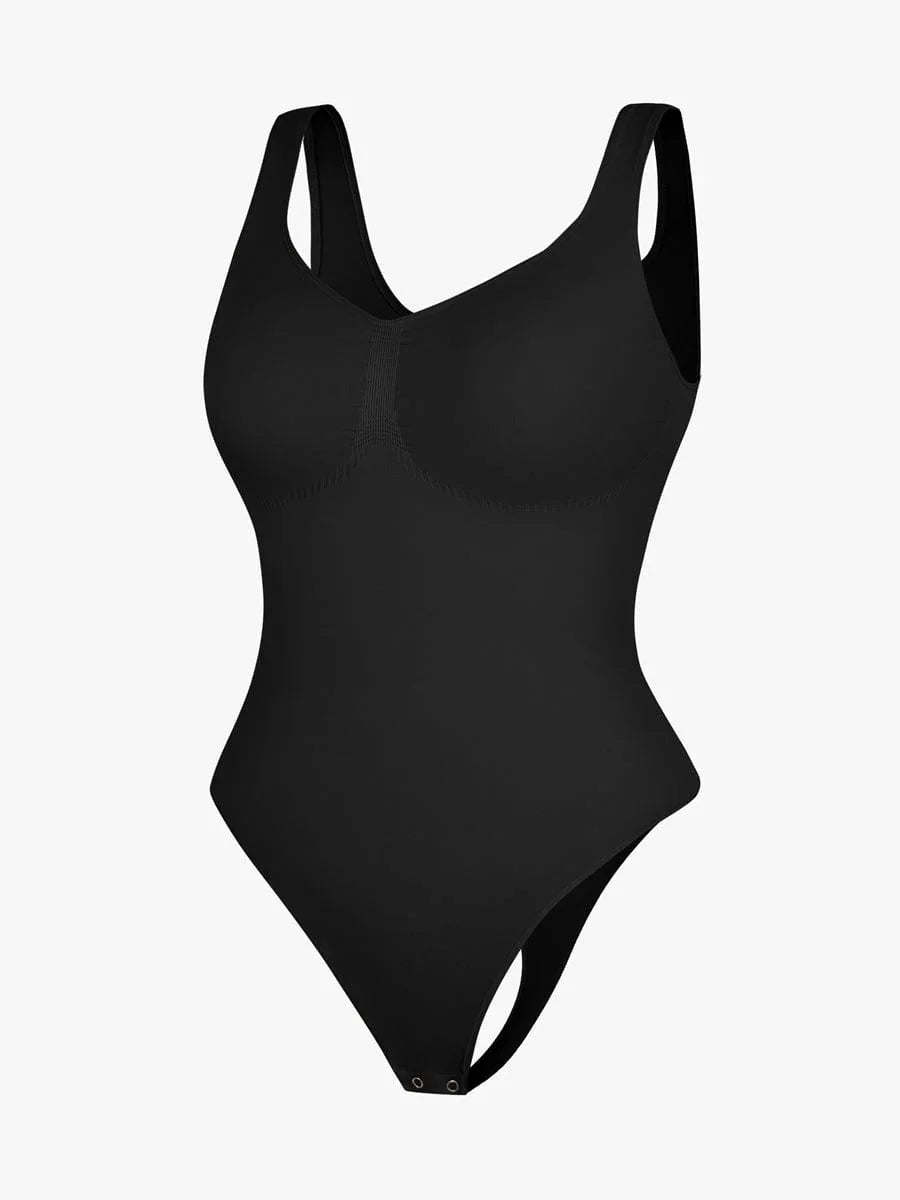 Seamless Bust Support Waist and Abdomen Control Thong Bodysuit -