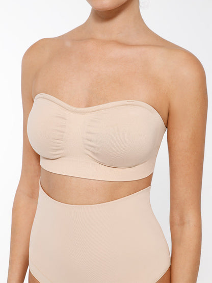 Seamless Strapless Wireless Breast Support Bra with Removable Cup Pad