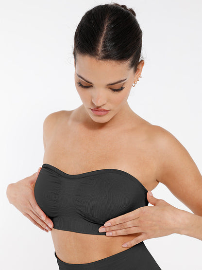 Seamless Strapless Wireless Breast Support Bra with Removable Cup Pad