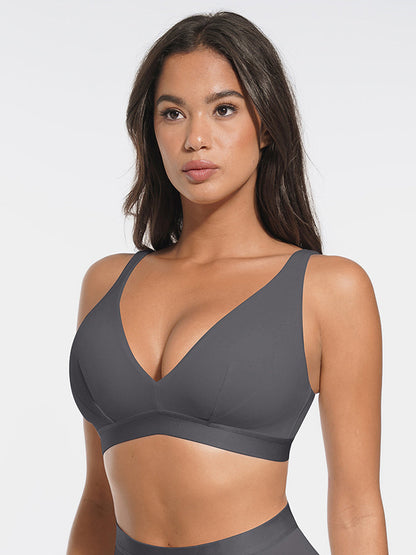 Deep V Neck Rib Modal All Day Wear Bralette with Removable Pads