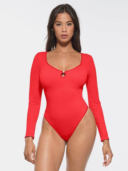 Ribbed Seamless Tummy Control Thong Bodysuit