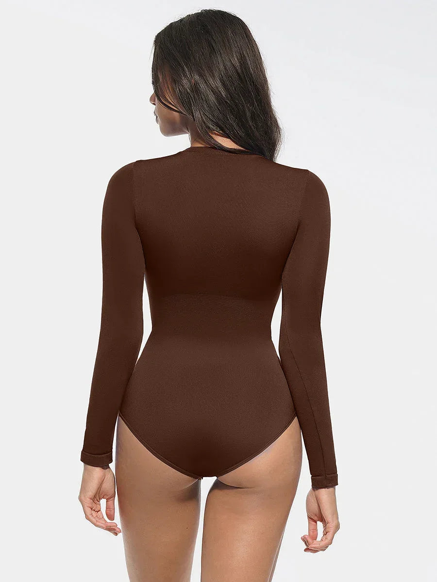 Round Neck Seamless Shaping Bodysuit – Snap Closure -