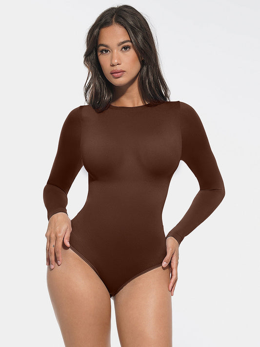 Round Neck Seamless Shaping Bodysuit – Snap Closure