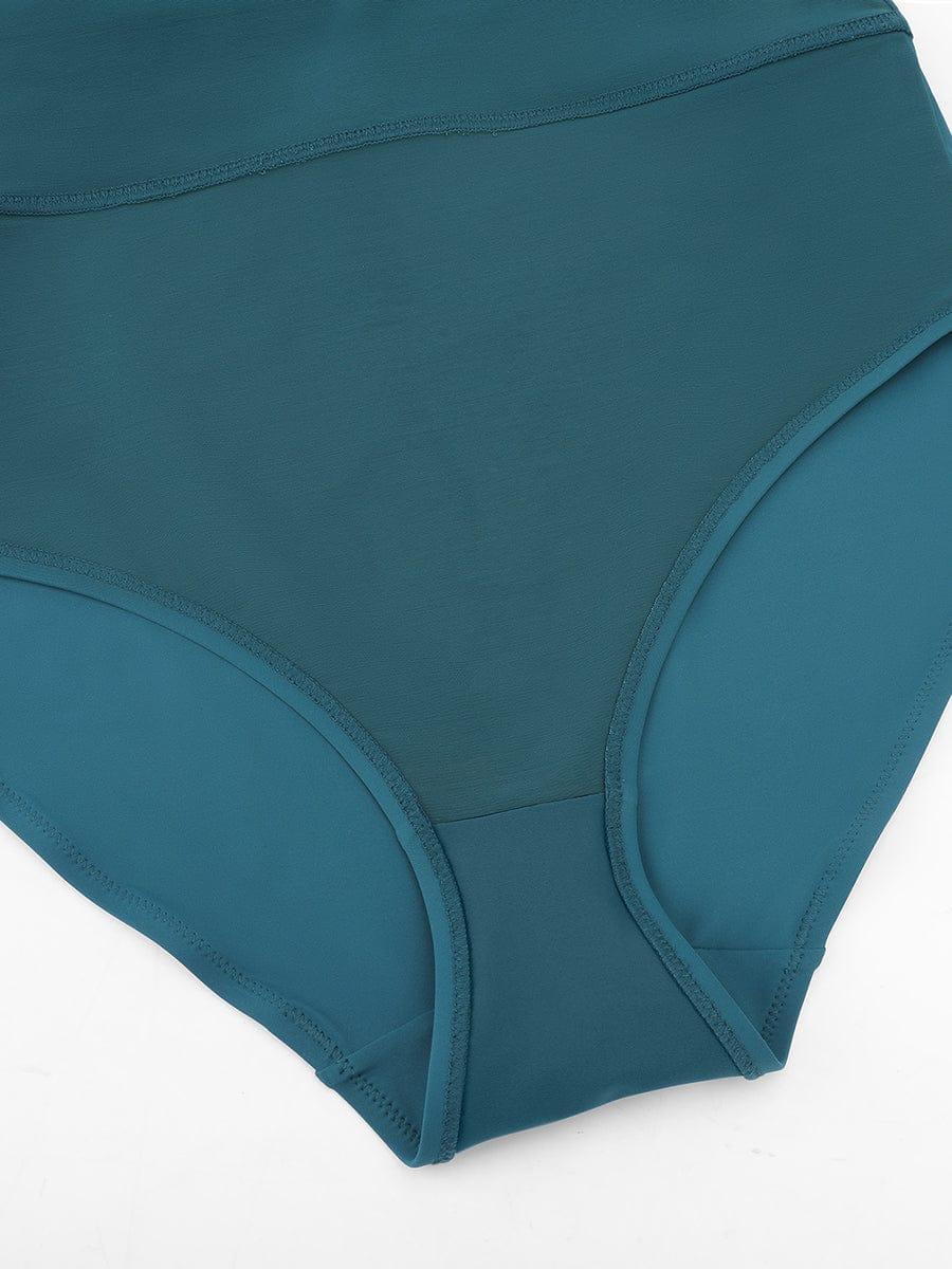 Deep V Ruched Tummy Control One Piece Swimsuit for Women – Mesh Shaping Bathing Suit with Removable Pads -