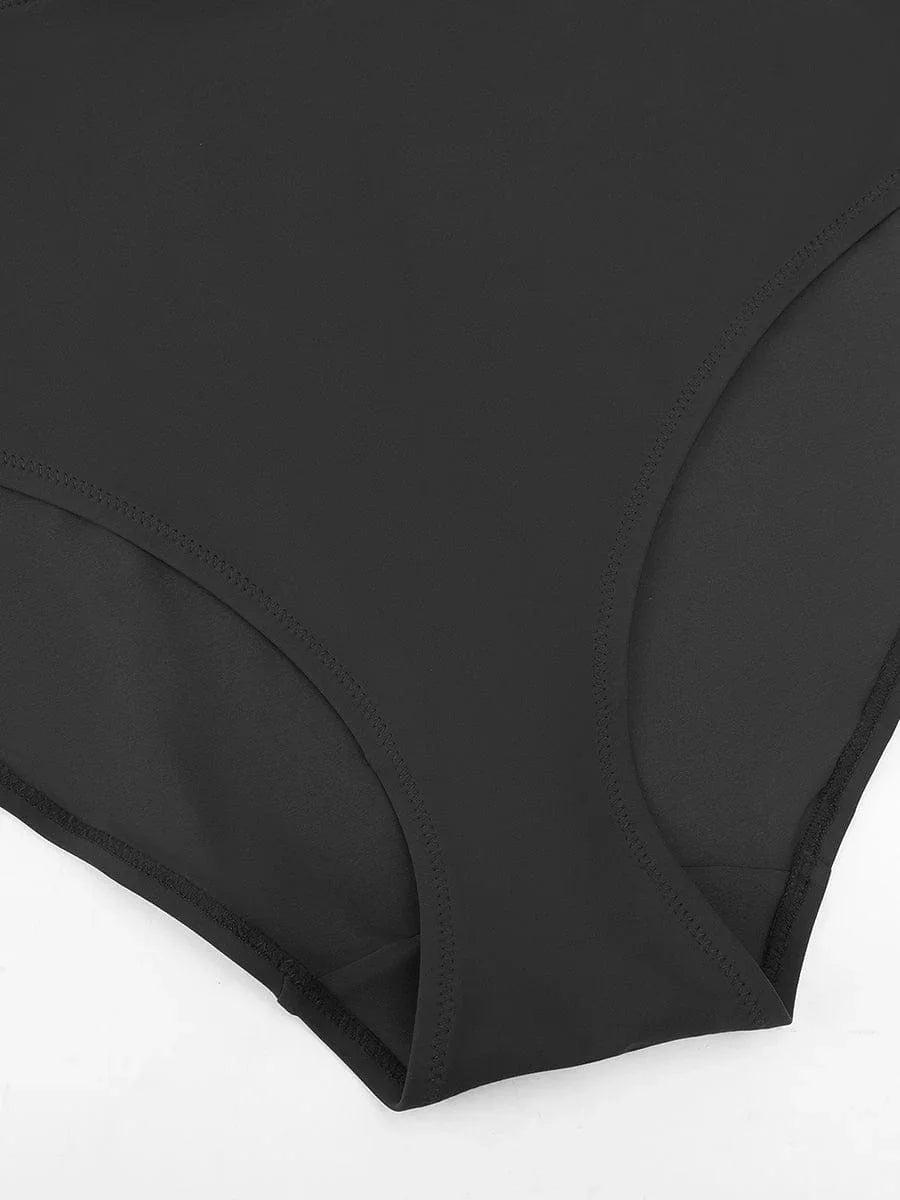 Deep V Ruched Tummy Control One Piece Swimsuit for Women – Mesh Shaping Bathing Suit with Removable Pads -