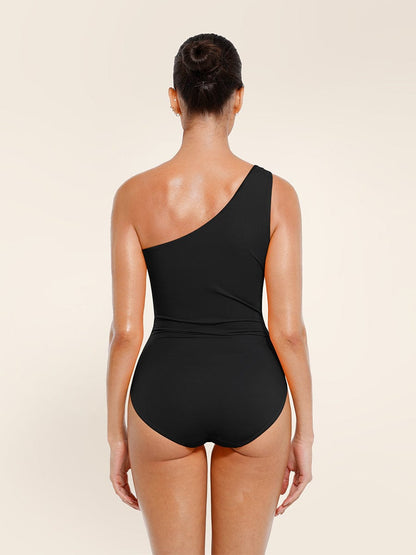 One Shoulder Ruched Support Chest One-Piece Swimwear