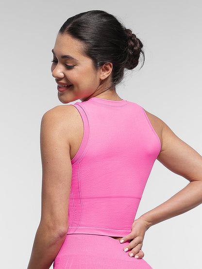 Supportive Seamless Sports Top with Built-in Bra & Removable Cups