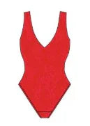 Seamless Sexy Deep V-Neck Lace Shaping Thong Bodysuit -