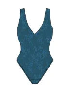 Seamless Sexy Deep V-Neck Lace Shaping Thong Bodysuit -