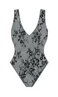 Seamless Sexy Deep V-Neck Lace Shaping Thong Bodysuit -