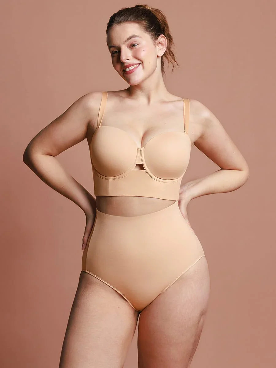 Strapless Half Cup Underwire Bra Wide Back Strong Support Everyday Wear -