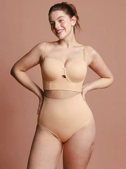 Strapless Half Cup Underwire Bra Wide Back Strong Support Everyday Wear -