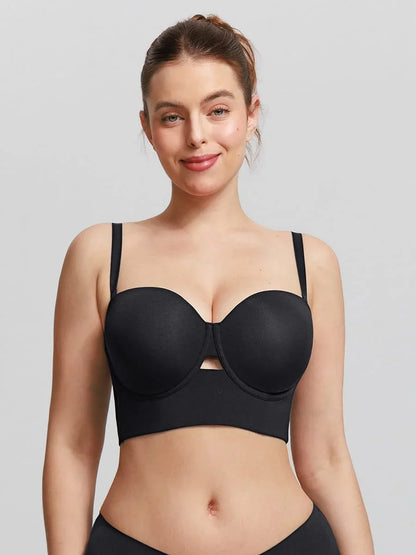 Strapless Half Cup Underwire Bra Wide Back Strong Support Everyday Wear -