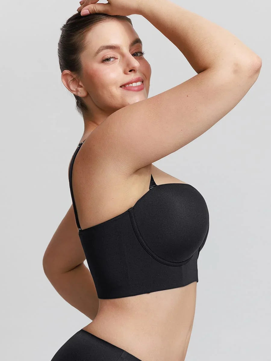 Strapless Half Cup Underwire Bra Wide Back Strong Support Everyday Wear -