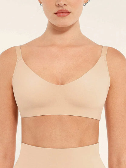 Wholesale Seamless Comfort Underarm Smoothing V-Neck Bralette with Adjustable Straps -