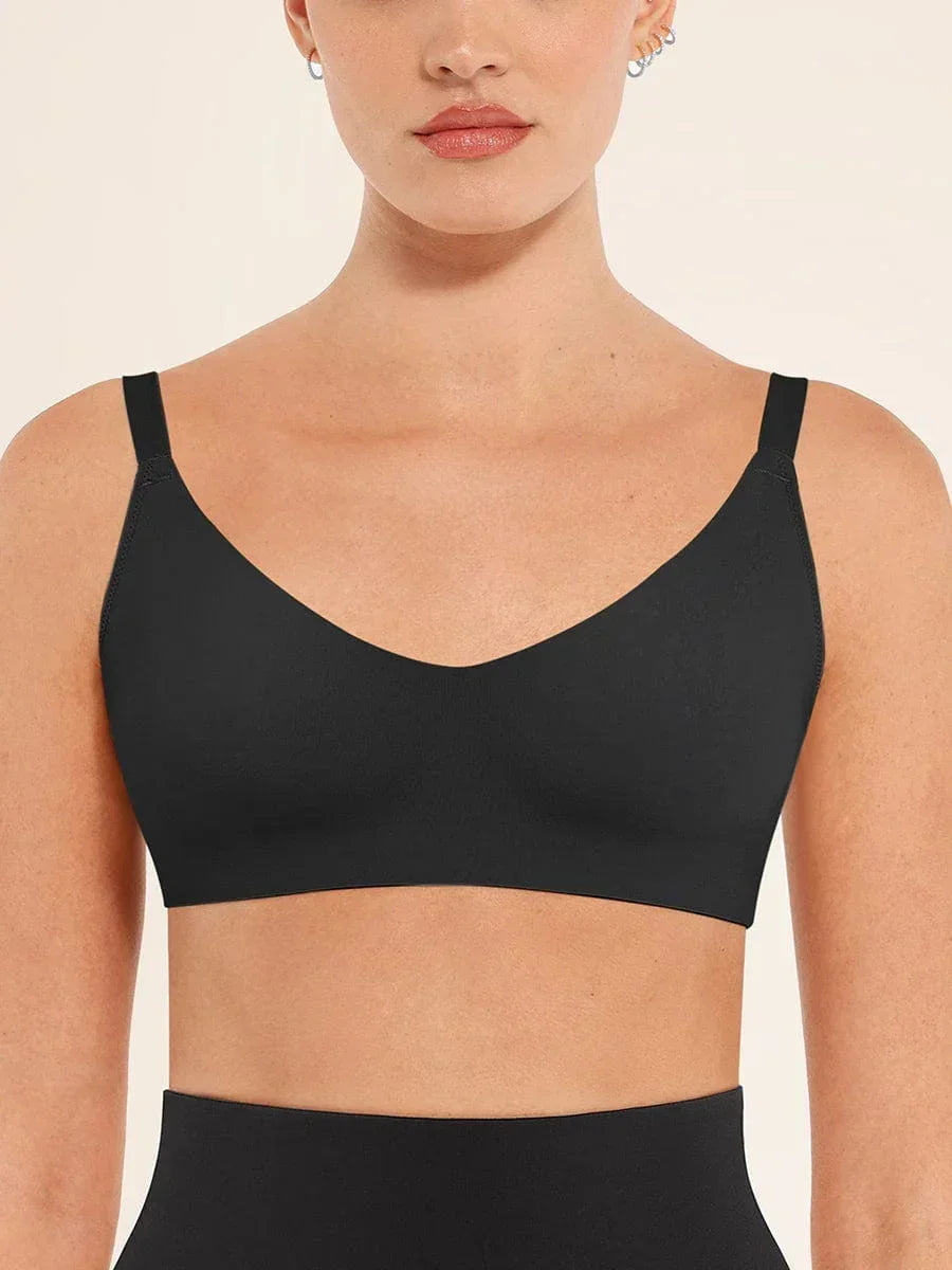 Wholesale Seamless Comfort Underarm Smoothing V-Neck Bralette with Adjustable Straps -