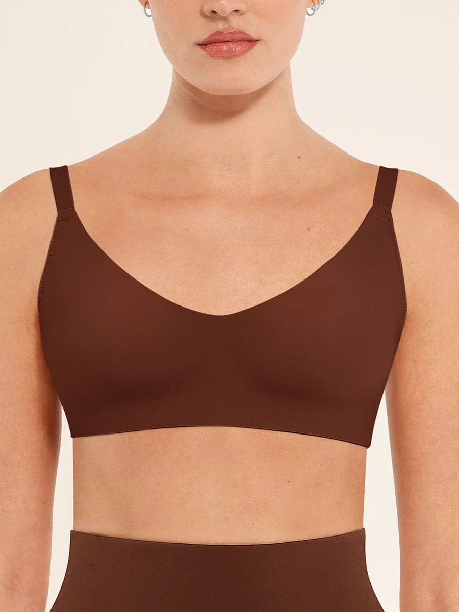 Wholesale Seamless Comfort Underarm Smoothing V-Neck Bralette with Adjustable Straps -