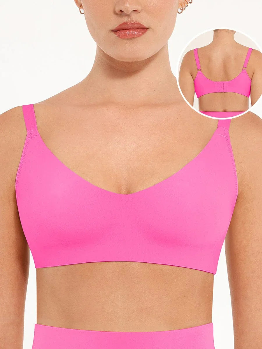 Wholesale Seamless Comfort Underarm Smoothing V-Neck Bralette with Adjustable Straps -