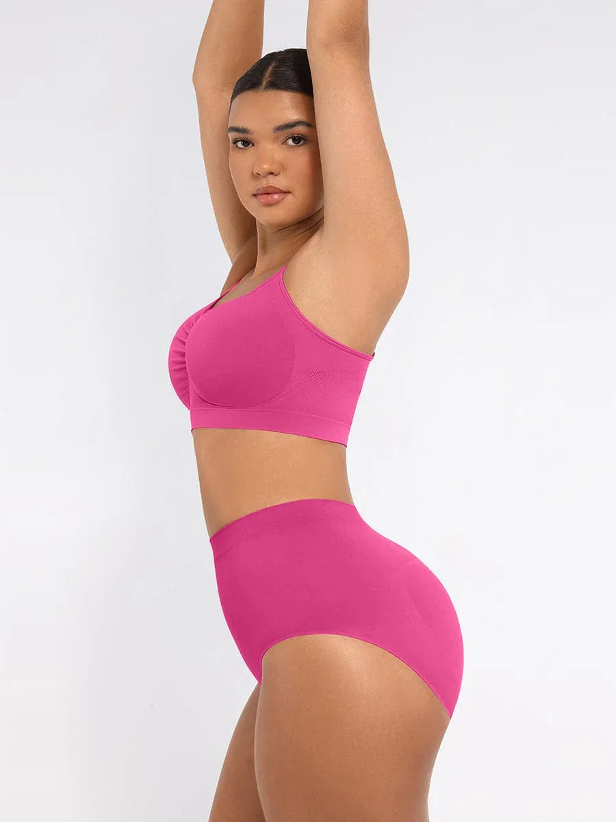 Wholesale Seamless Mid Waist Tummy Control Antibacterial Peach Hip Brief -