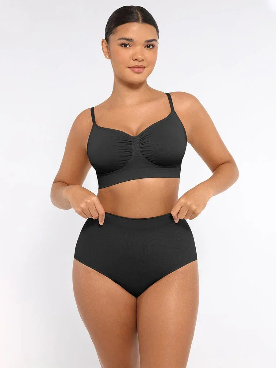 Wholesale Seamless Mid Waist Tummy Control Antibacterial Peach Hip Brief -