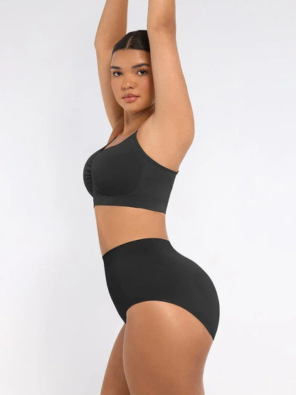 Wholesale Seamless Mid Waist Tummy Control Antibacterial Peach Hip Brief -