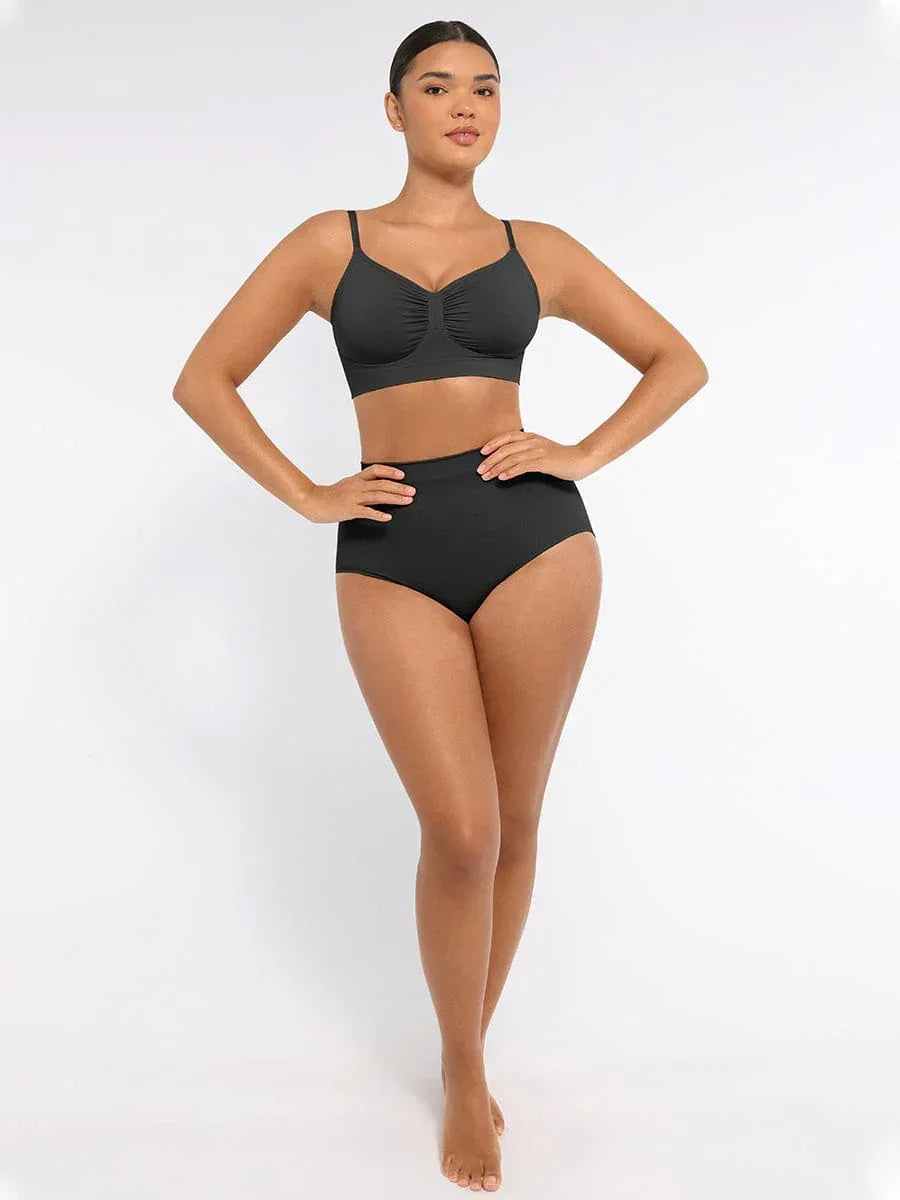 Wholesale Seamless Mid Waist Tummy Control Antibacterial Peach Hip Brief -