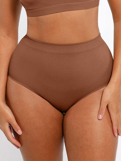 Wholesale Seamless Mid Waist Tummy Control Antibacterial Peach Hip Brief -