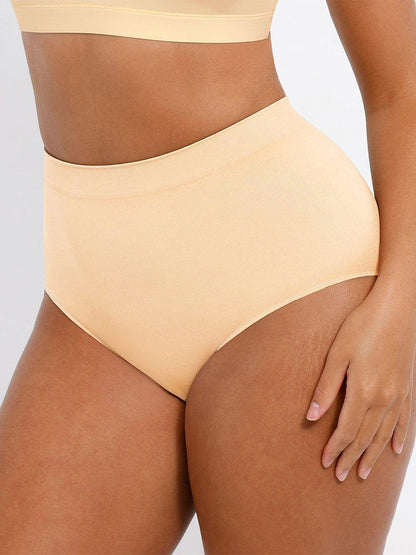 Wholesale Seamless Mid Waist Tummy Control Antibacterial Peach Hip Brief -