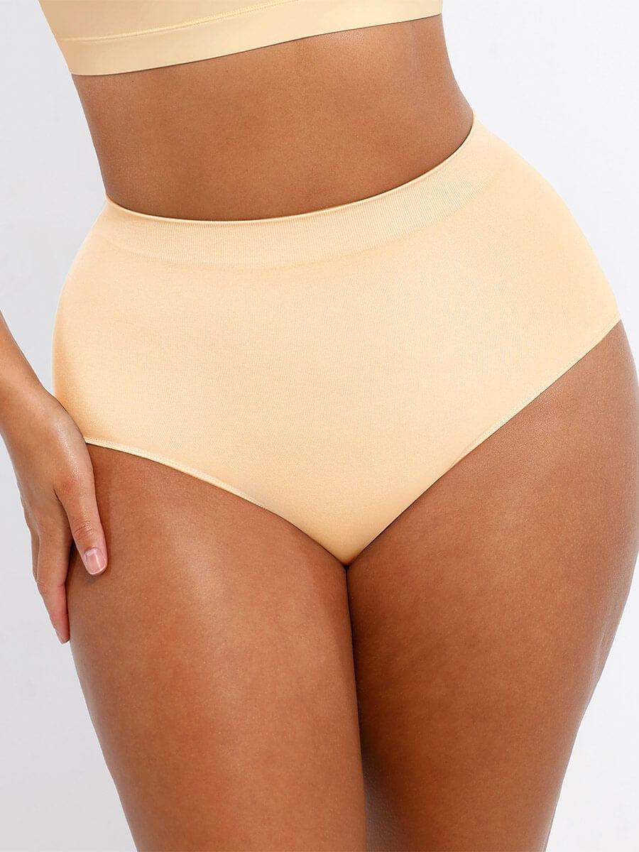 Wholesale Seamless Mid Waist Tummy Control Antibacterial Peach Hip Brief -