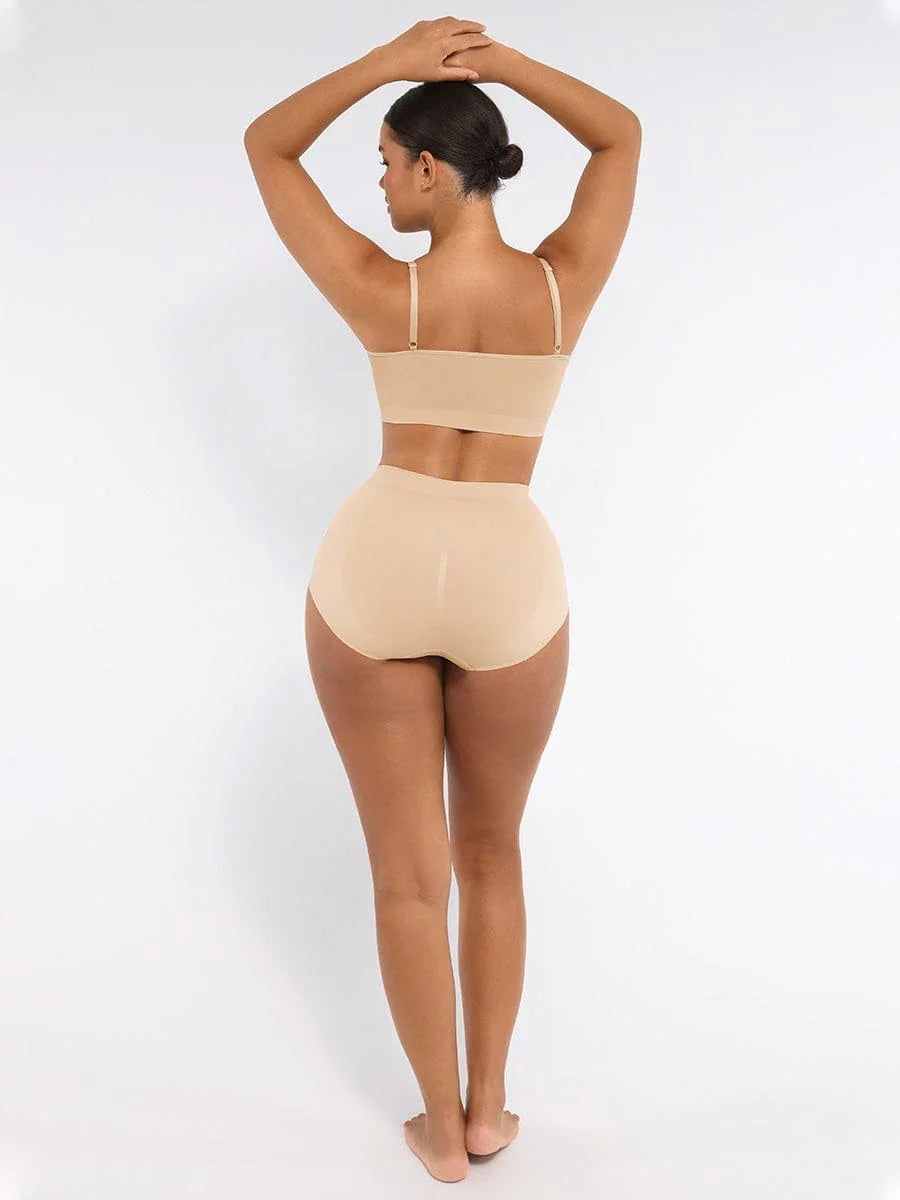 Wholesale Seamless Mid Waist Tummy Control Antibacterial Peach Hip Brief -