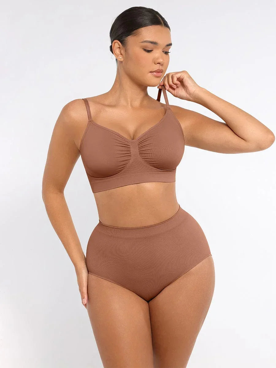 Wholesale Seamless Mid Waist Tummy Control Antibacterial Peach Hip Brief -